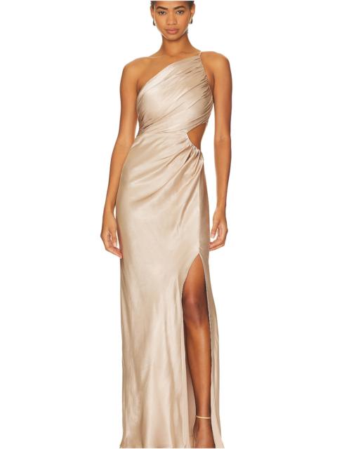 SHONA JOY La Lune Asymmetrical Gathered Maxi Dress