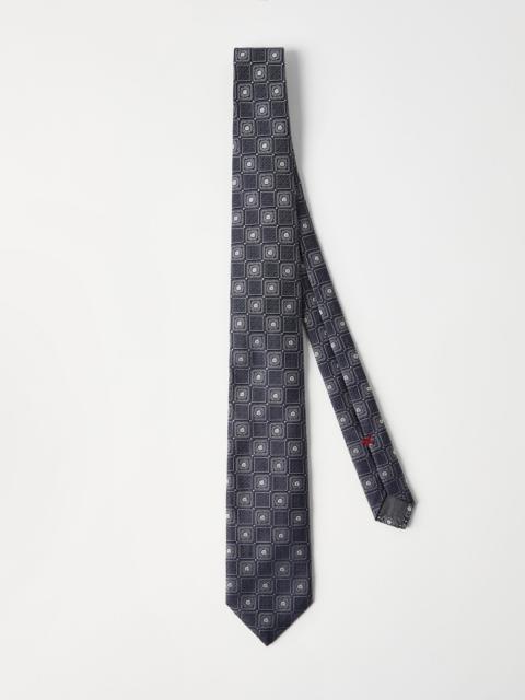 Silk tie with geometric design