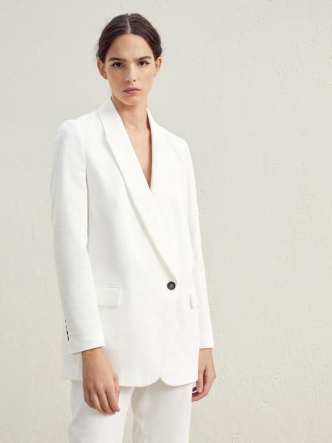 Brunello Cucinelli Stretch cotton couture interlock blazer with monili