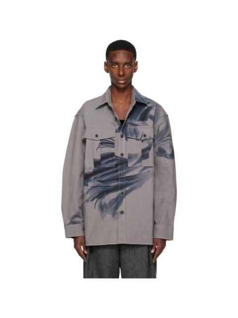 Dries Van Noten Gray Oversized Cotton Shirt