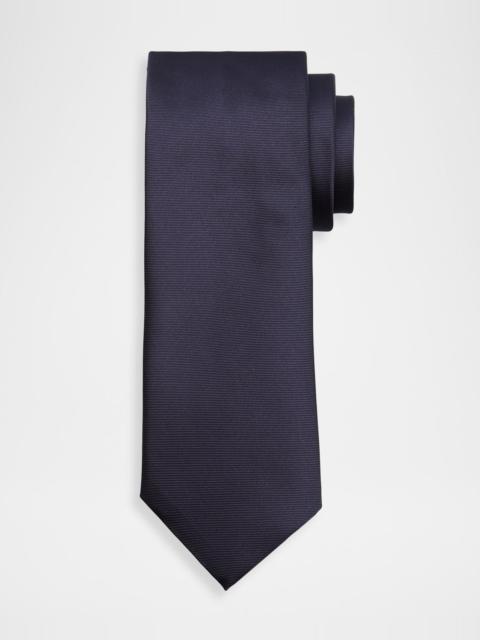 Canali Men & apos;s Solid Silk Twill Tie