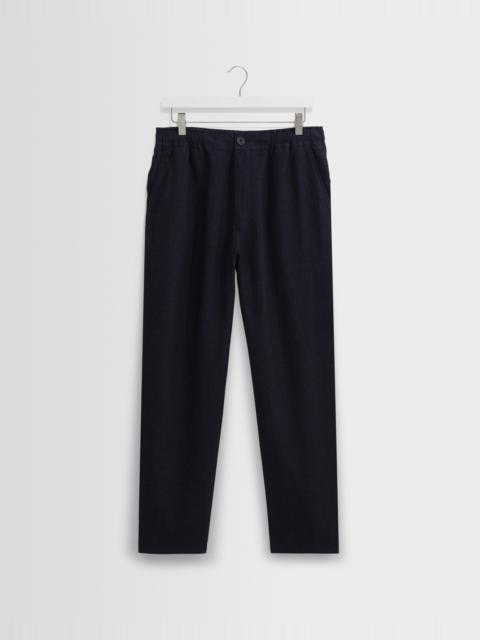 Wax London Kurt - Navy Washed Linen Relaxed Fit Trousers