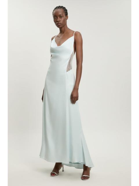 KAREN MILLEN Lace Insert Satin Viscose Bias Cut Maxi Dress