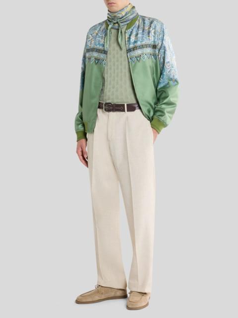 Etro SILK BOMBER JACKET WITH PLACED POCKET-SQUARE PAISLEY PRINT