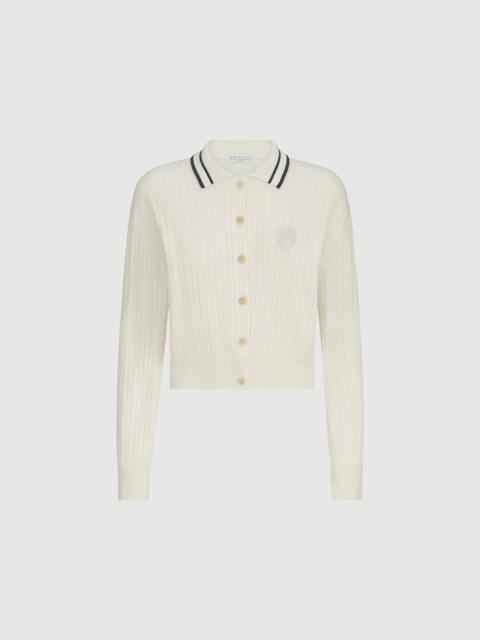 Brunello Cucinelli Cashmere cable knit polo shirt with logo