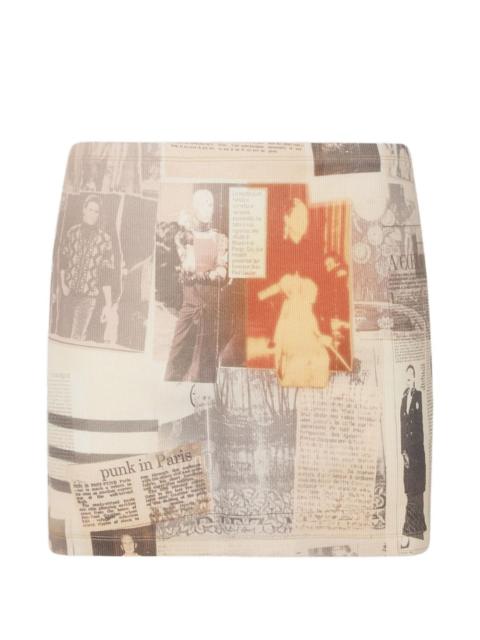 newspaper-print mini skirt