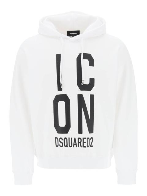 'ICON SQUARED' COOL FIT HOODIE WITH LOGO PRINT