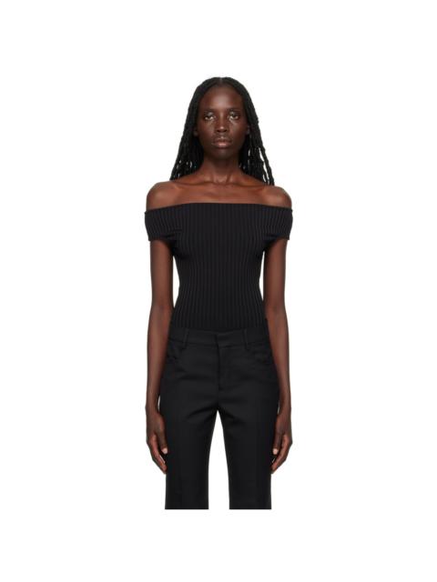 AMI Paris Black Bare Shoulder Bodysuit