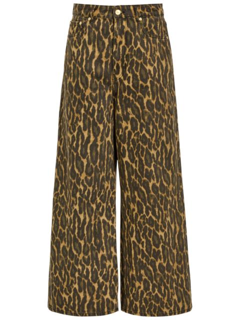 GANNI Ganni Leopard-print Wide-leg Jeans