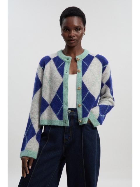 KAREN MILLEN Premium Alpaca Wool Blend Fairisle Knitted Cardigan