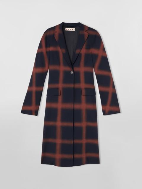 Marni VIRGIN WOOL COAT WITH HAND-SPRAYED CHECK DESIGN