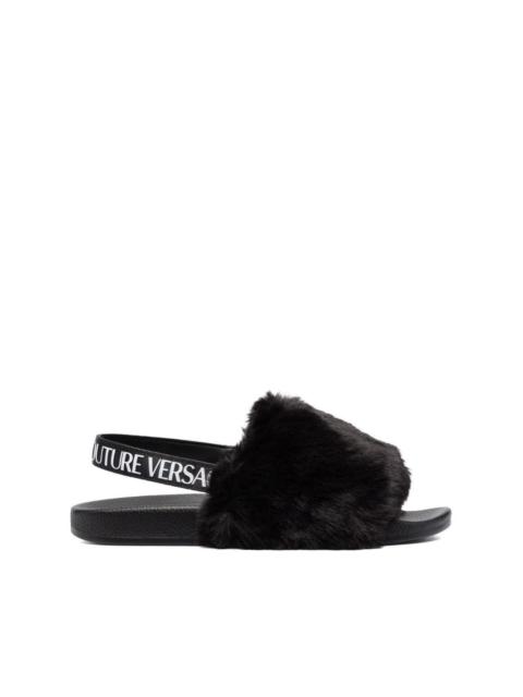 faux-fur slingback sandals