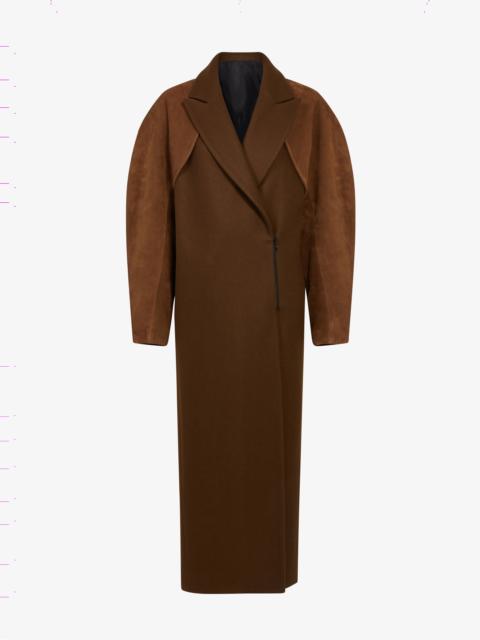 Alaïa WOOL COAT WITH SUEDE LEATHER BOLERO