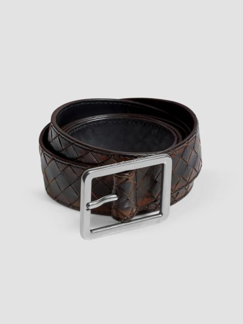 Bottega Veneta Men's Inrecciato Leather Belt - Black Brown