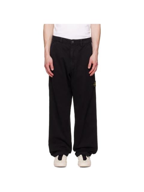 Stone Island Black 3100014 Organic Panama Cotton 'Old' Effect Pants