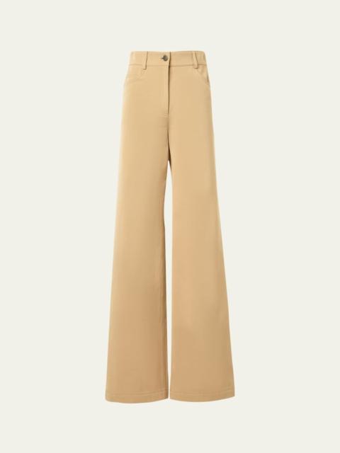 AKRIS Cooper Wide-Leg Cotton Gabardine Pants