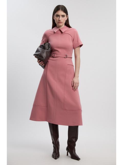 KAREN MILLEN Compact Stretch Tab Detail Full Skirted Midi Dress