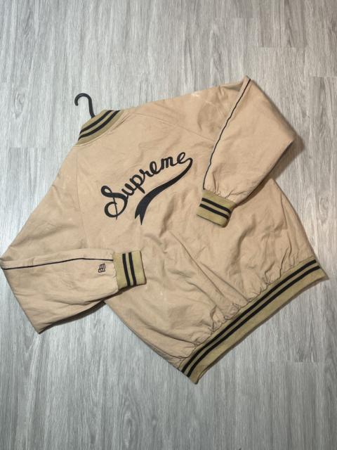 Supreme Supreme x New Era Vintage OG Twill Varsity Jacket Tan Beige XL 2000s Eastern Division Champs - Authentic Vintage Y2K