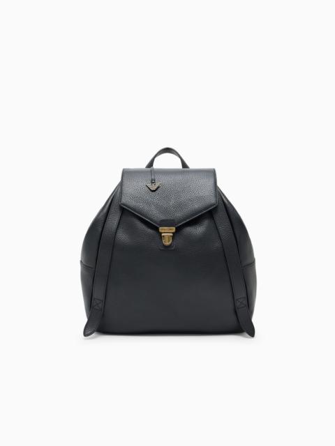 EMPORIO ARMANI ASV ICON PEBBLED LEATHER BACKPACK