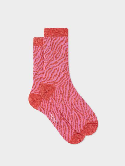 Paul Smith Women's Pink Glitter Zebra Socks