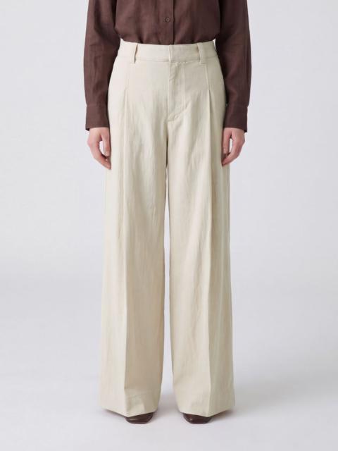Brunello Cucinelli BRUNELLO CUCINELLI High-Waisted Stretch Cotton Palazzo Trousers with Monili