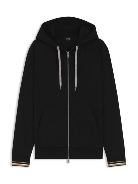 BOSS ZIP-UP HOODIE WITH PATTERNED DRAWCORDS