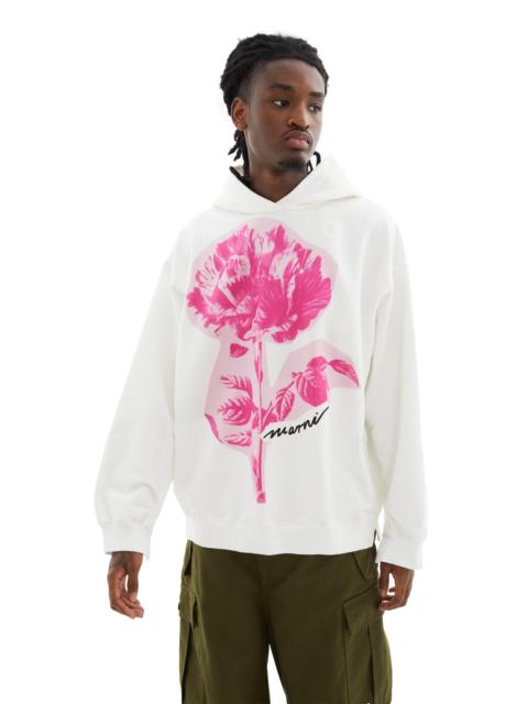 Marni FLOWER PRINTED COTTON HOODIE (NATURAL WHITE)