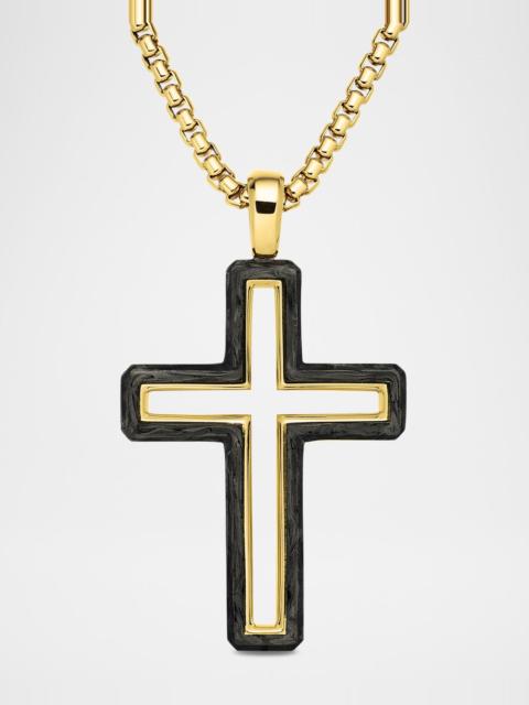 DAVID YURMAN Men's Forged Carbon Cross Pendant in 18K Gold, 37mm