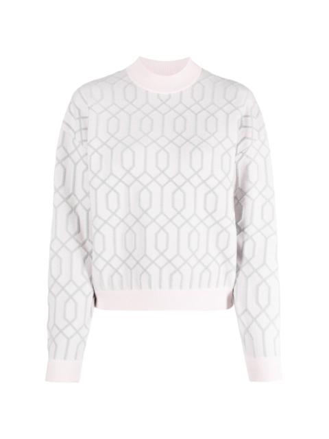 patterned-jacquard drop-shoulder jumper