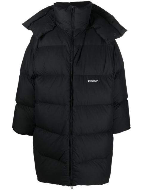 Off-White logo-print puffer coat