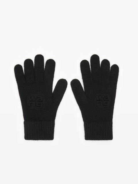 Alexander Wang embossed logo gloves in stretch wool