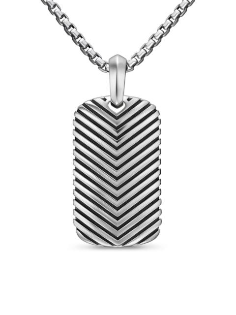 DAVID YURMAN Men's Chevron Tag in Sterling Silver, 34MM - Silver