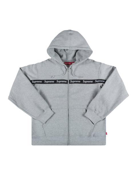 Supreme Text Stripe Zip Up Hooded Sweatshirt 'Grey'