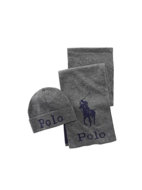 Polo Ralph Lauren jacquard knitted scarf and beanie hat set