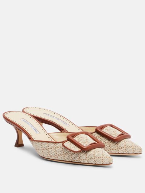Manolo Blahnik Maysale leather-trimmed mules