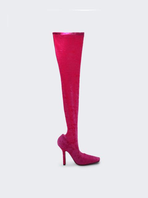 Velvet High Boomerang Sock Boots Pink