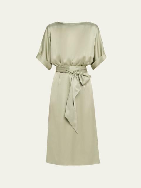 Loro Piana Caren Belted Silk Midi Dress