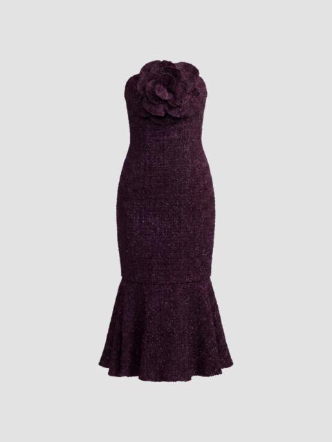 MAC DUGGAL Women's Bouclé Flower-Detail Mermaid Midi Dress - Aubergine
