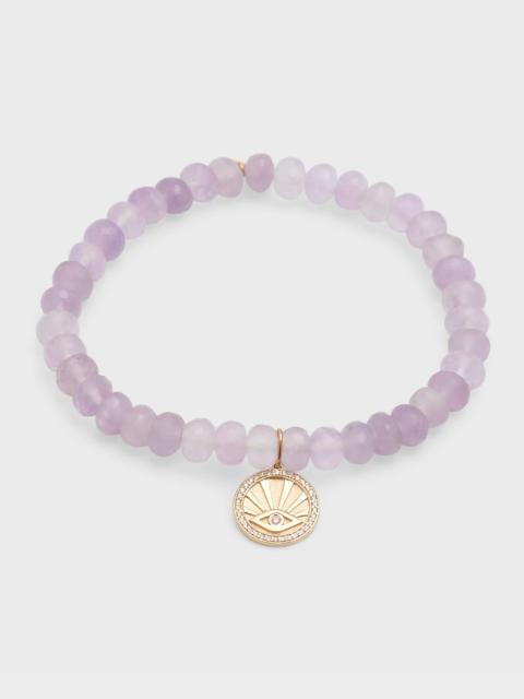 SYDNEY EVAN 14K Evil Eye with Rays Coin on Lavender Amethyst Bracelet