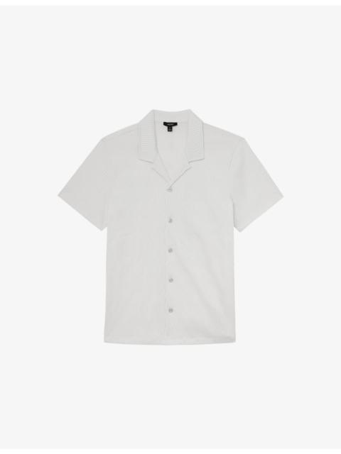 REISS Aleo Textured-Wave Short-Sleeve Stretch-Woven Shirt