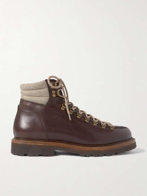 Brunello Cucinelli Cashmere-Trimmed Leather Boots