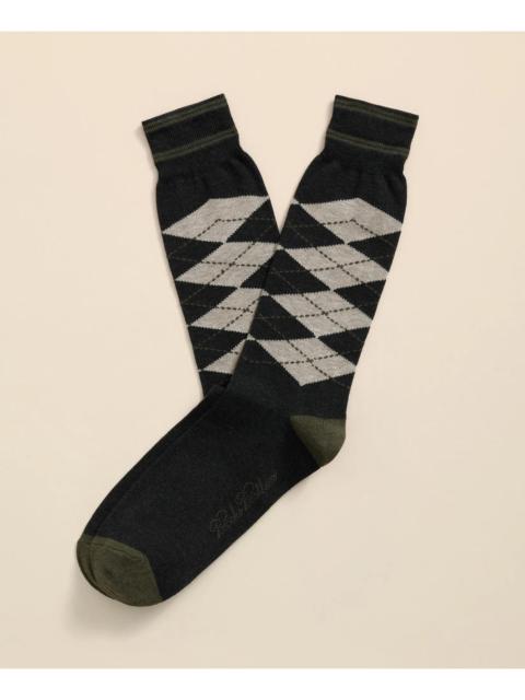Brooks Brothers Cotton-Blend Tipped Argyle Socks