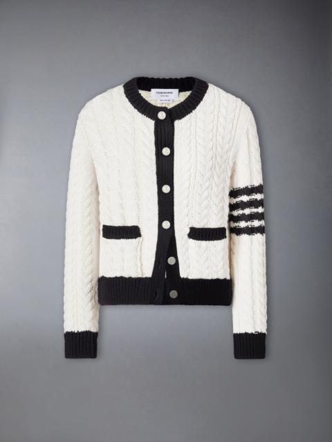 Thom Browne MERINO WOOL 4-BAR ARAN CABLE CARDIGAN