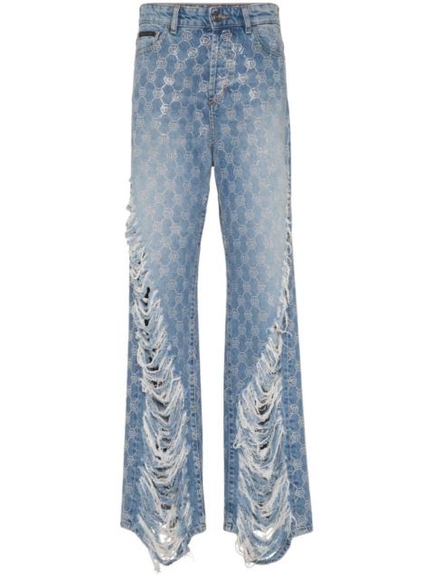 PHILIPP PLEIN monogram strass jeans