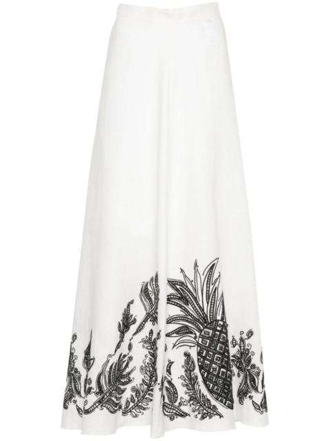 DOROTHEE SCHUMACHER pineapple-embroidery A-line linen skirt