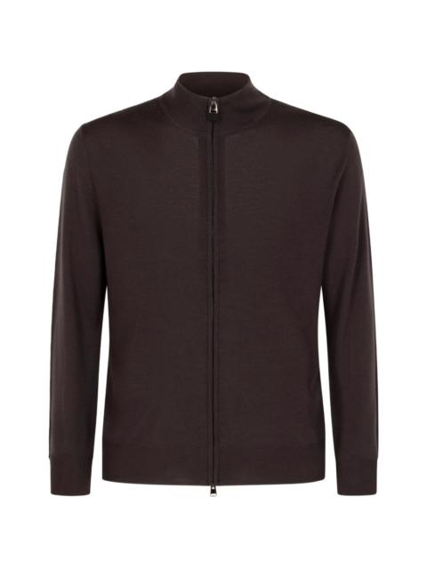 Canali zip-up knitted cardigan
