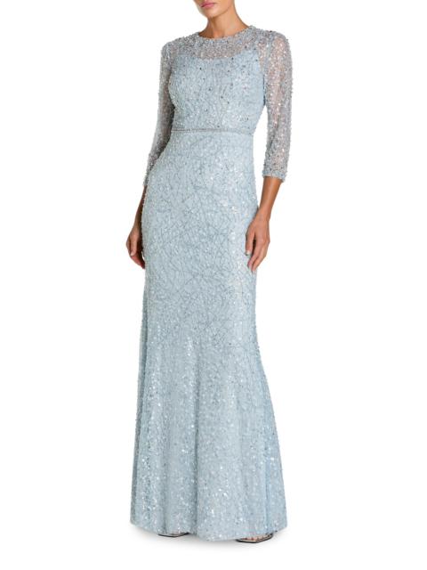 MAC DUGGAL Women's Embellished Lace Column Gown - Powder Blue