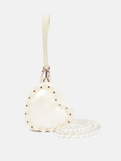 Simone Rocha Heart faux pearls-embellished clutch
