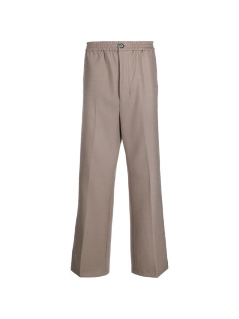 straight-leg elastic-waist trousers