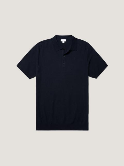 Sunspel Fine Texture Knit Polo Shirt